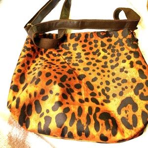 Marni Leopard Canvas Purse with Leather Strap